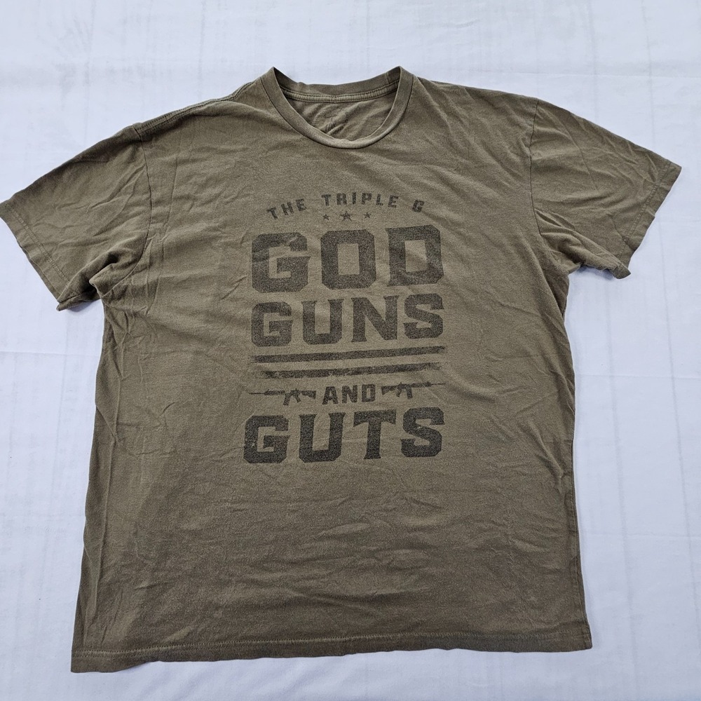 God Guns Guts Nine Line Brown Short Sleeve Cotton T-Shirt Men's L